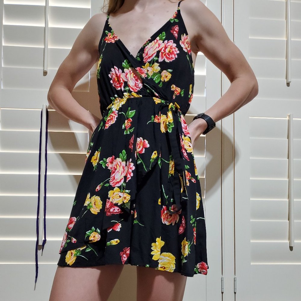 V-Neck Floral Mini Dress